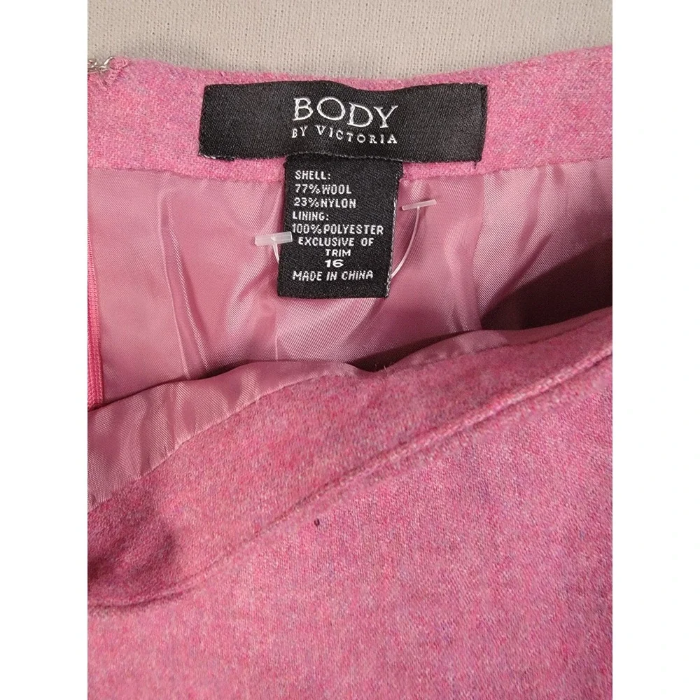 Body by Victoria Wool Blend Pencil Skirt Womens 16 Pink Back Slit Lined